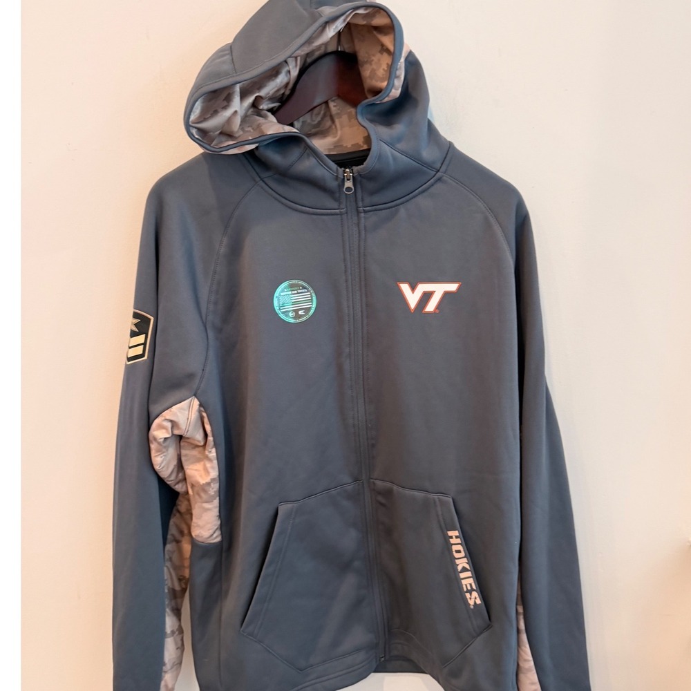 Colosseum Virginia Tech Hokies OHT Military Camo Full Zip Hoodie Mens L New